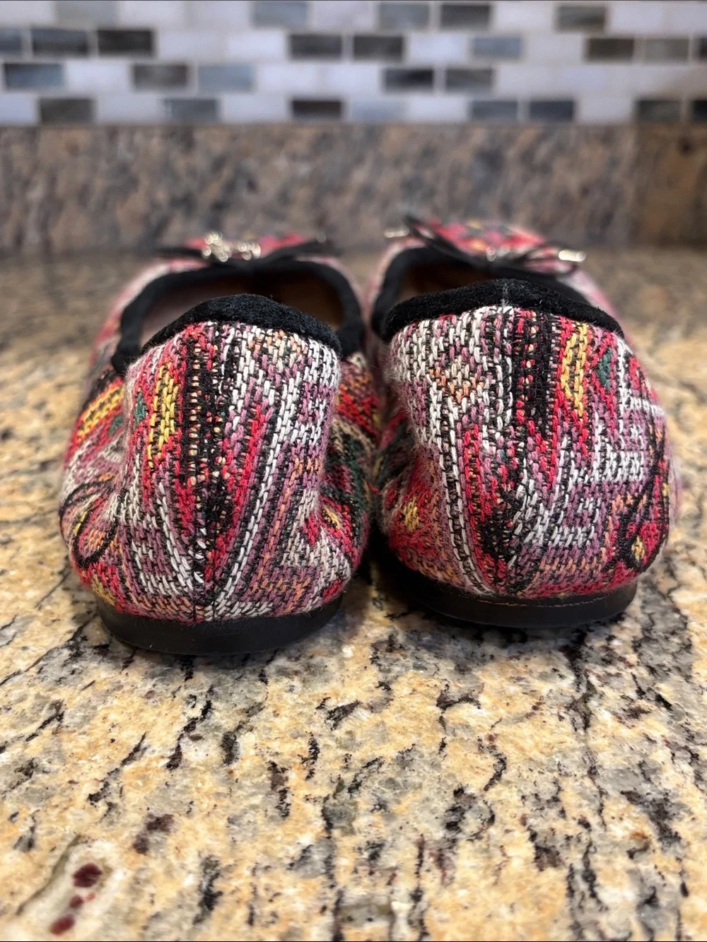 Sam Edelman Felicia Ballet Flats 6.5 Multicolor Jacquard Tapestry Bow Boho